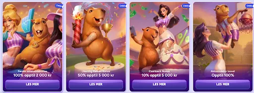 Få 100 % bonus opptil 2 000 kr på ditt første innskudd – startspill med et løft! Velkomstbonus med 100 % opptil 2 000 kr og feststemning på stadion.